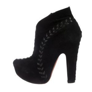 Alaia Black Suede Boots with leather stitching